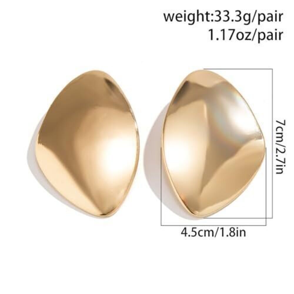 8385 Chunky Gold Earring ,Vintage Irregular Geometric Exaggerated Dangle - Picture 4 of 4